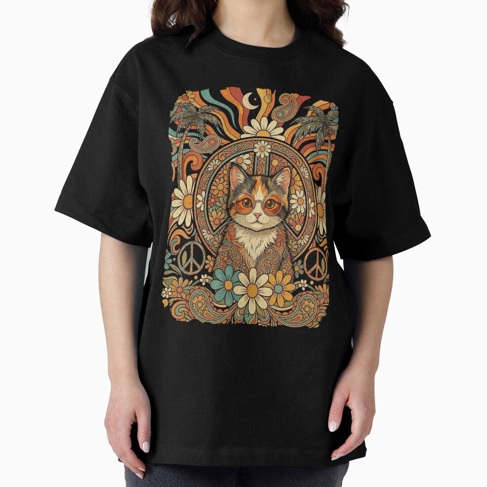 Hippie Cat 60s Love Peace by MasterShong