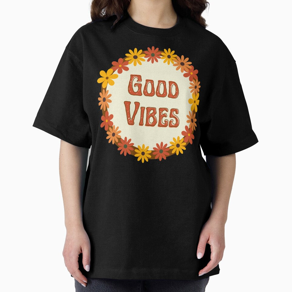 Good vibes hippie flowers grey by DemonicGloom