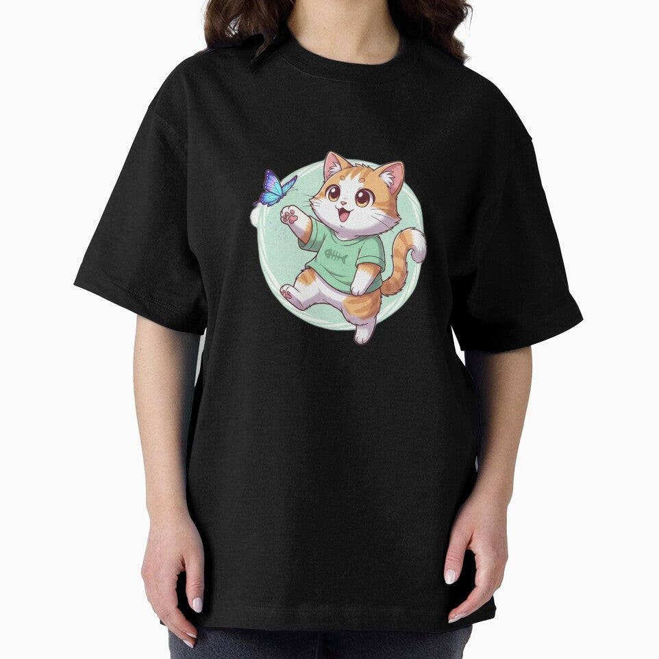 Cute Happy Cat Playing with a butterfly by aqua1001