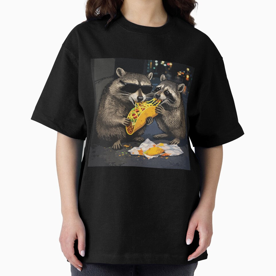 Funny Raccoon Eating Taco Cool Trash Panda Food Lover Meme Design by kiralynstration