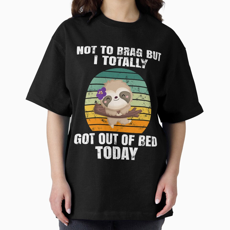 funny sloth, totally got out of bed today, retro vintage sloth, sloth meme by T-DESIGNEDZ