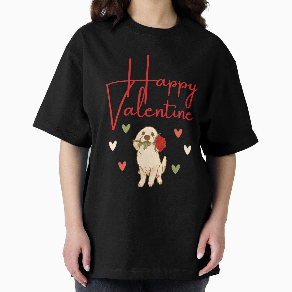 Happy Valentine - Cartoon Golden Retriever Dog with Roses Design by Raise2Shine
