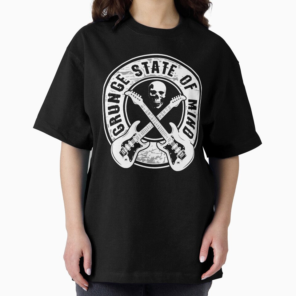 Grunge State of Mind - 90s Rock Guitar & Skull Art by Dmetalx Art Apparel