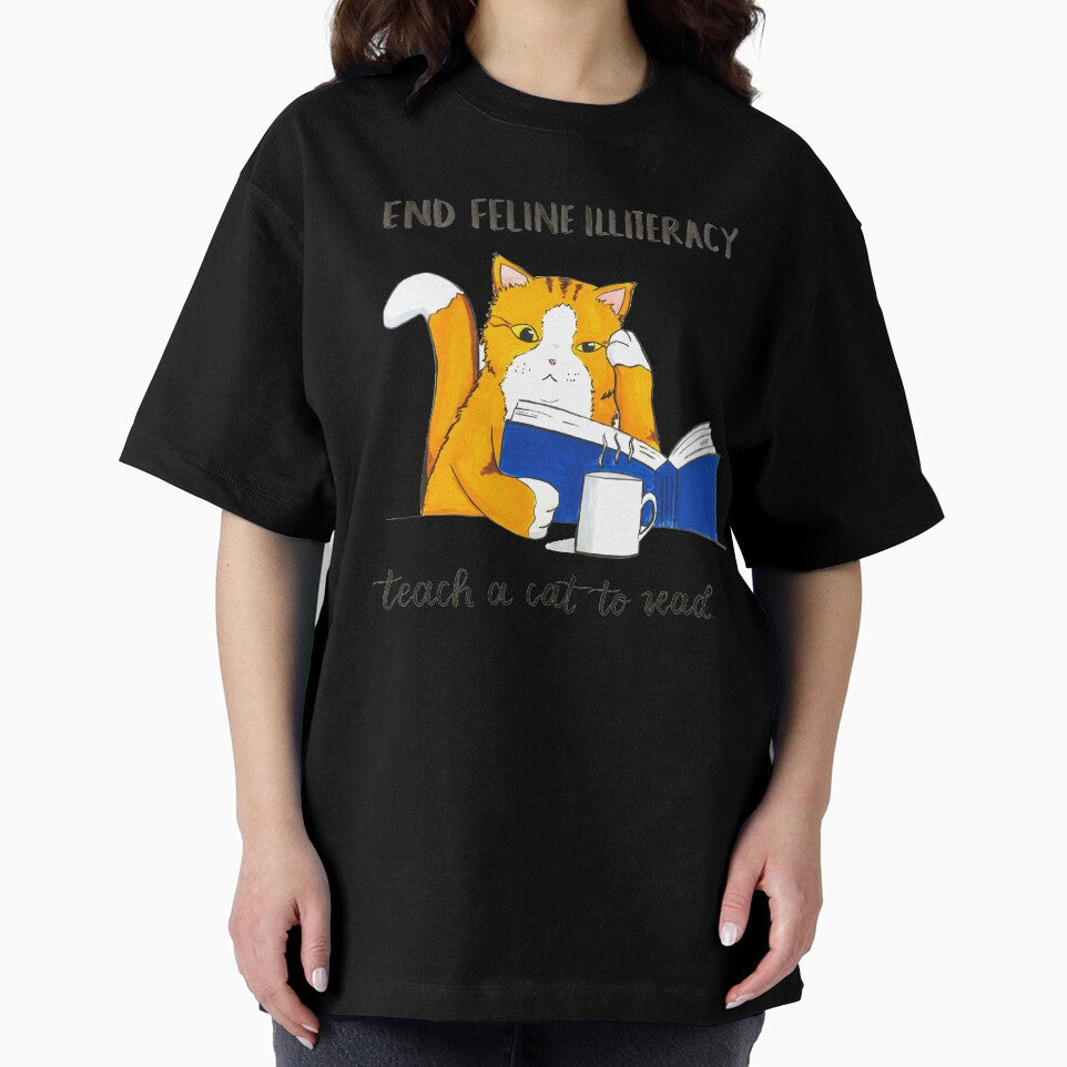 "End Feline Illiteracy. Teach a Cat to Read." watercolor by artichokes