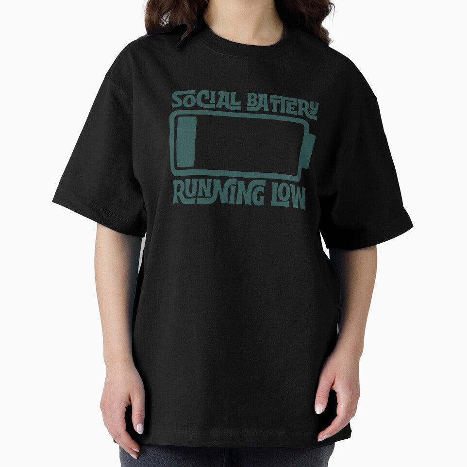 Retro social battery running low dark by kreativdesigns_