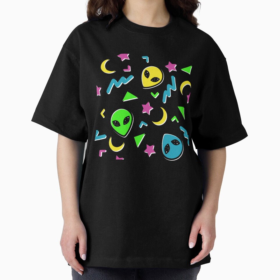 90s Geometric Alien - Black and Neon by 90sAlien