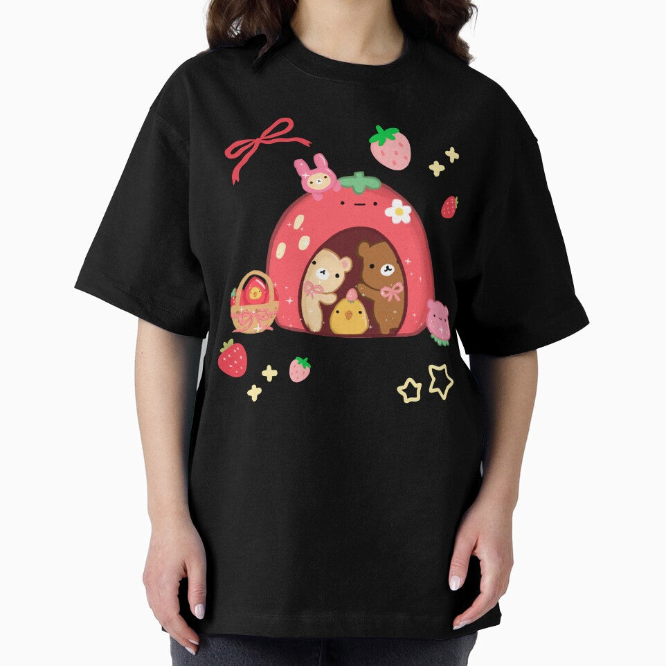 Kawaii Strawberry House and Bears by starbunnykawaii