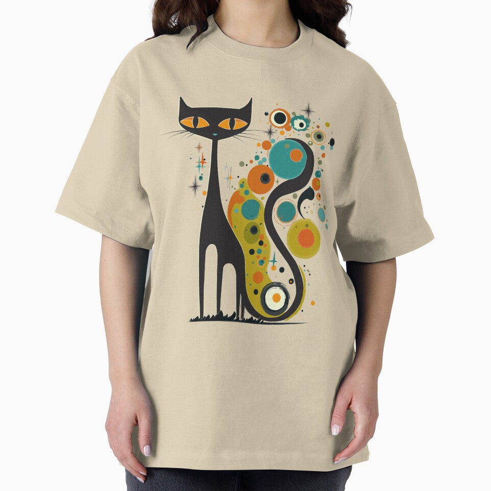 Mid Century Modern Atomic Cat, Retro Black Cat, MCM, Kandinsky Style by BrightStreet