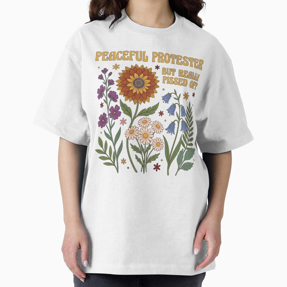 Retro Peaceful Protester But Really Pissed Off Vintage Floral by rediscoveredapp