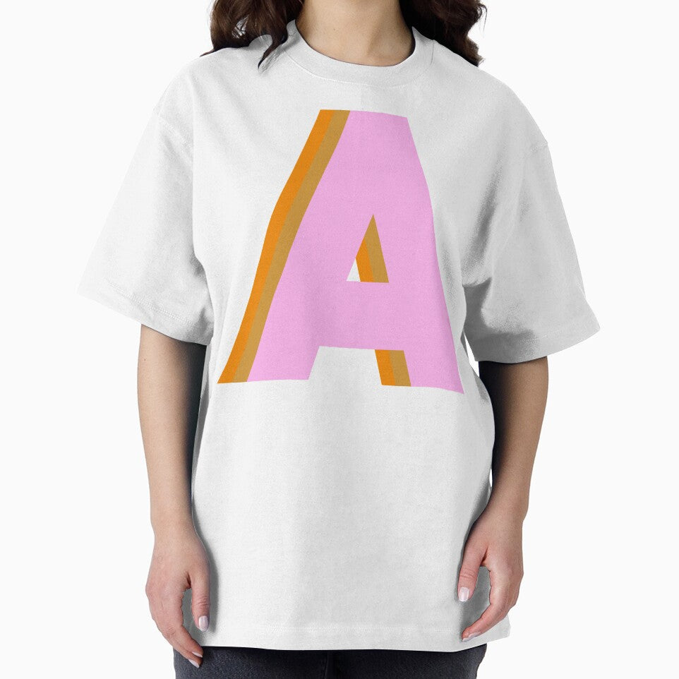 Oversized Retro Monogram A Letter in Pink Blue and Orange by JuneJournal