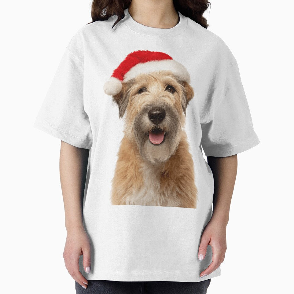 Soft Coated Wheaten Terrier with Christmas Hat – Festive Wheatie dog Xmas Design by LazyOwlStore