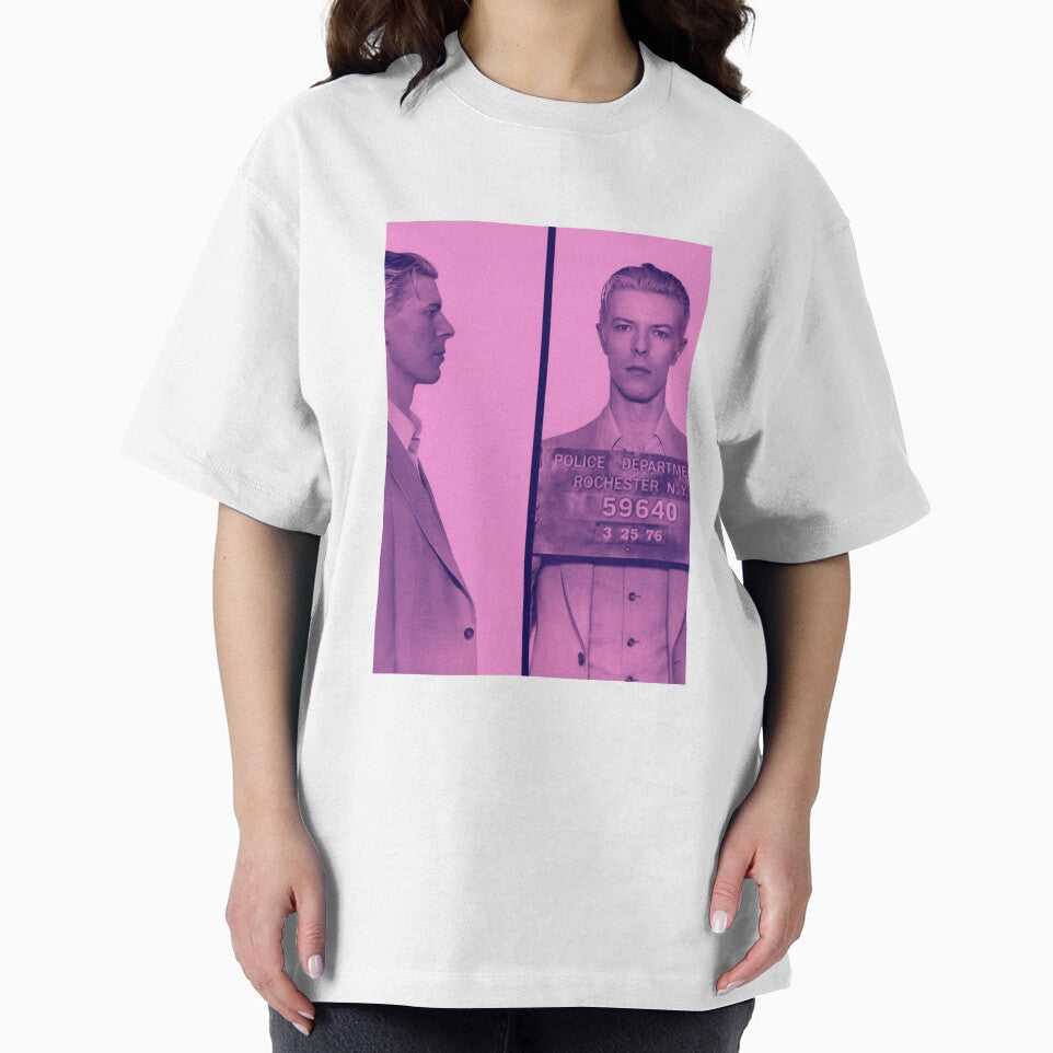 David Bowie Artistic Mugshot Portrait - Fuchsia Tint by CreeseArts