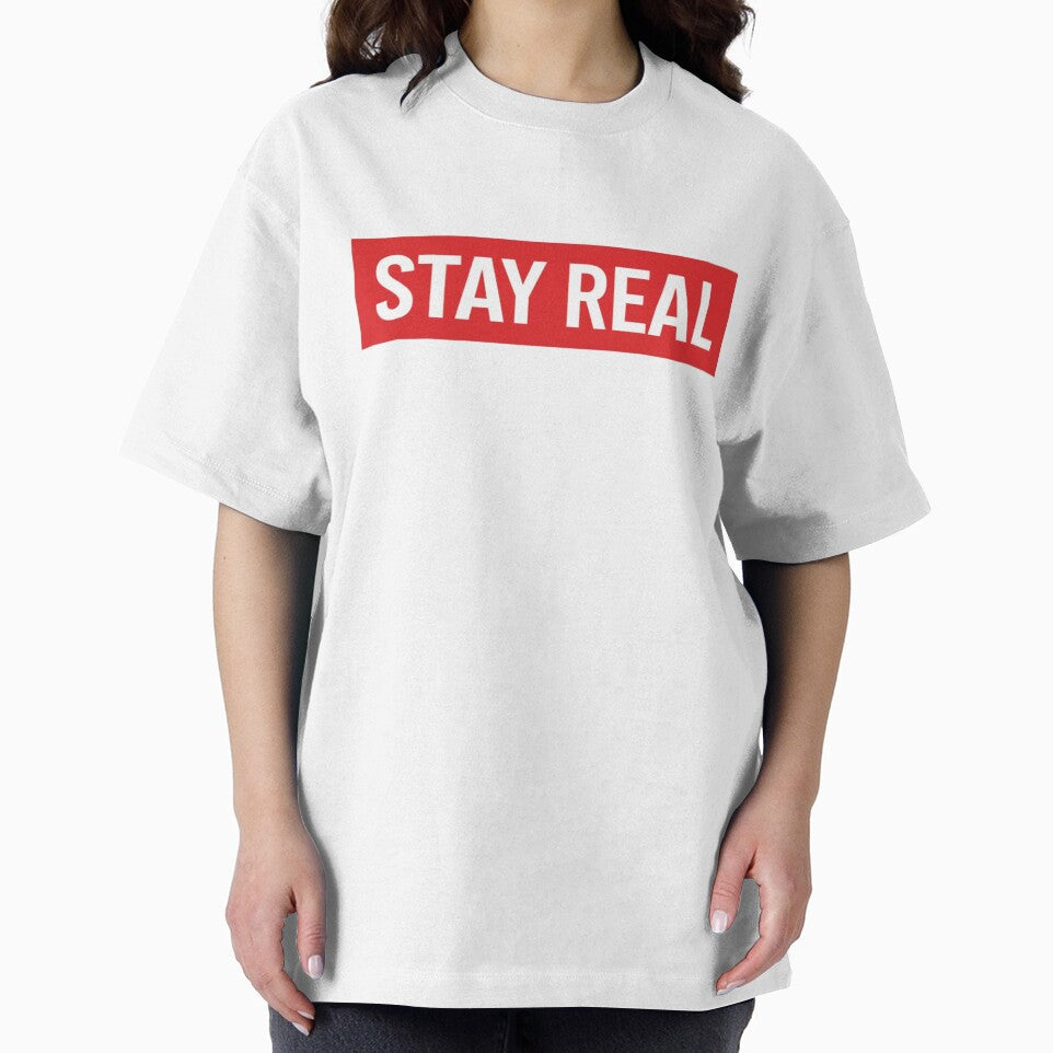 STAY REAL Box Logo Streetwear Design – Minimal Hypebeast Typography by Happyfreedom