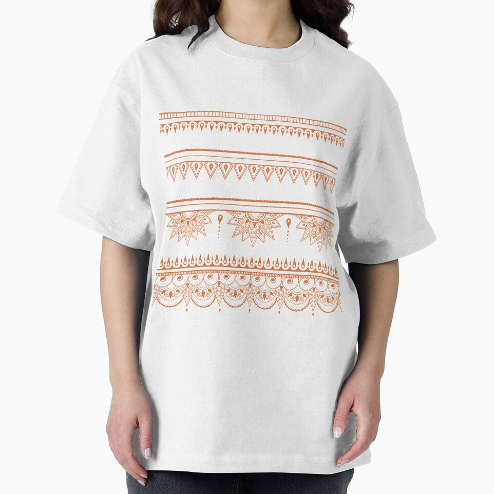 South asian patterns orange on black by Chaoticzarts