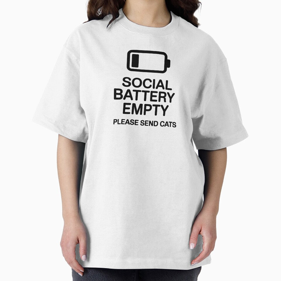 Social Battery Empty Please Send Cats Funny Introvert ADHD Cat Lover Neurodivergent Gift by GrafTeesLab