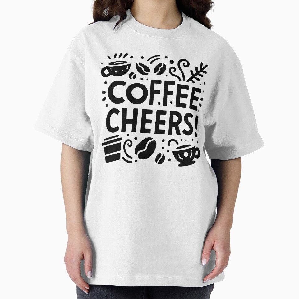 Coffee Cheers Typography Design | Cute Coffee Quote Illustration by Lulunza