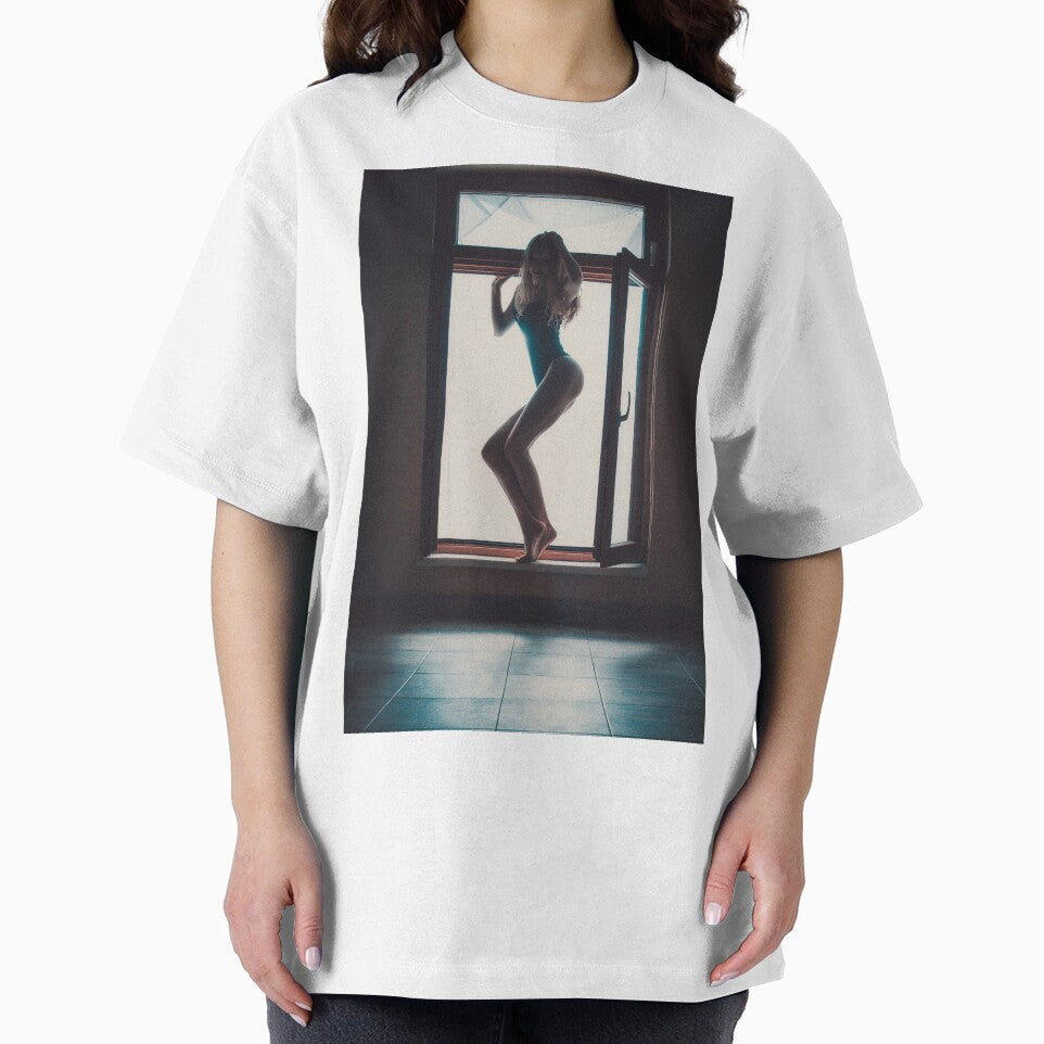 Sexy woman body. Window posing. Bodysuite by alexstreinu