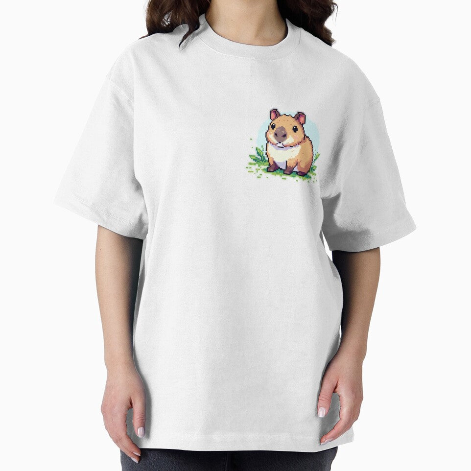 Cute capybara with leaves pixel art by Luvrr Pixels