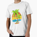 Hawaiian Shirts for Best gift. Palm Trees Beach Graphic Tee Tops Summer Vacation Short Sleeve Tshirt Tops, Beach Graphics by mainurbd