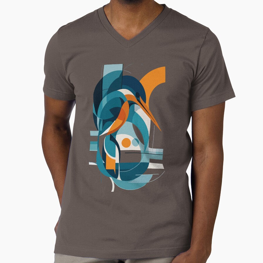 Abstract Geometric Kingfisher – Modern Minimalist Bird Art by PrimitiveTees
