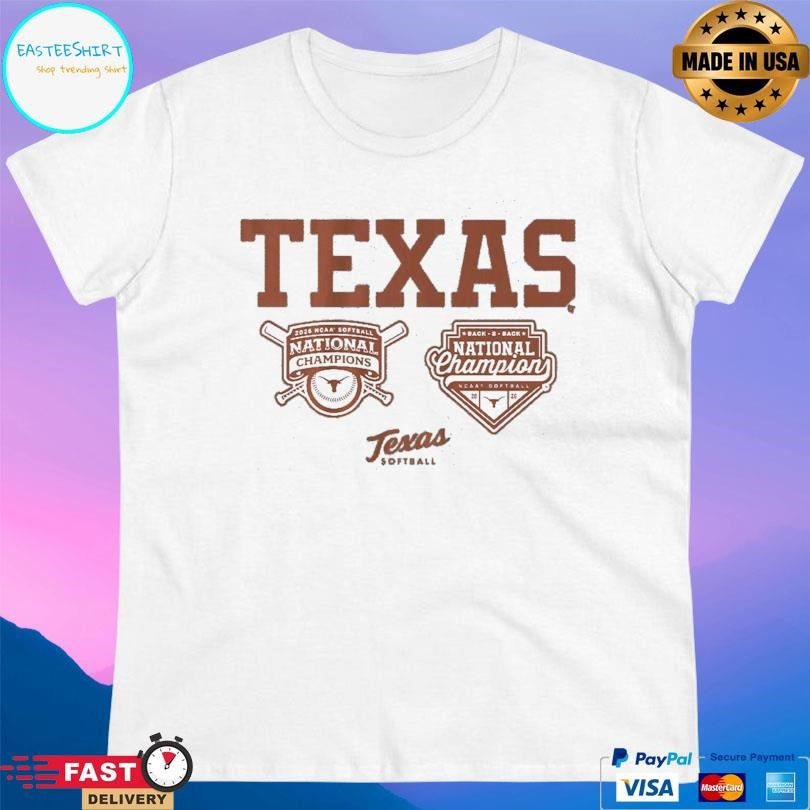 Texas Softball Backtoback Champions Logos Shirt