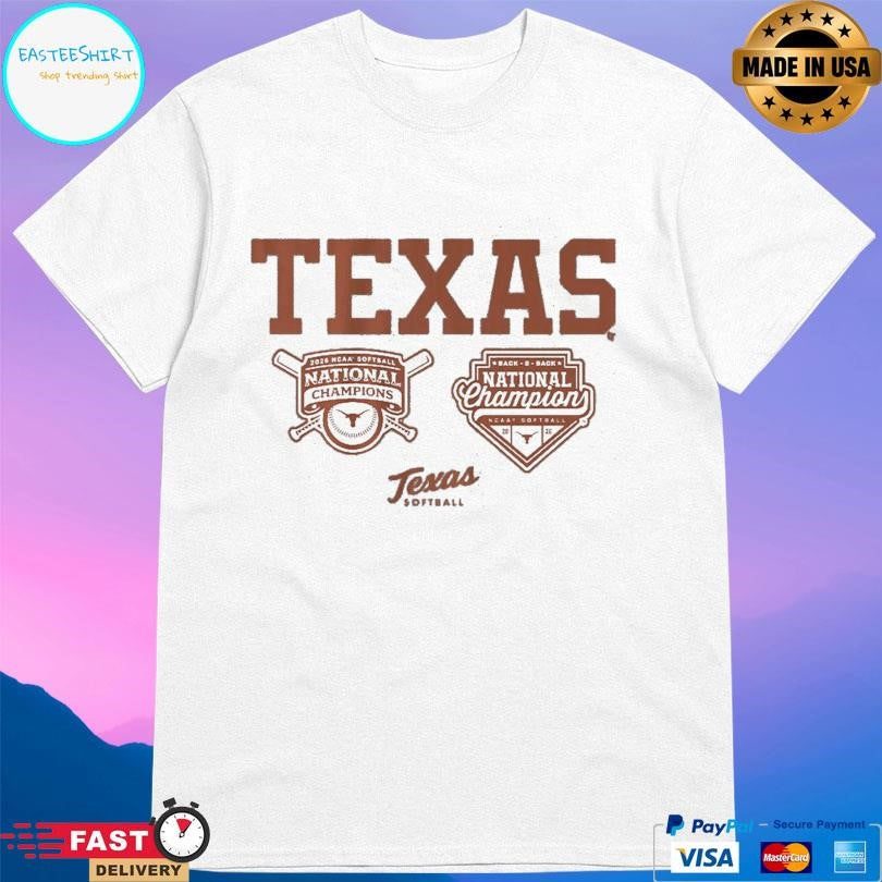 Texas Softball Backtoback Champions Logos Shirt