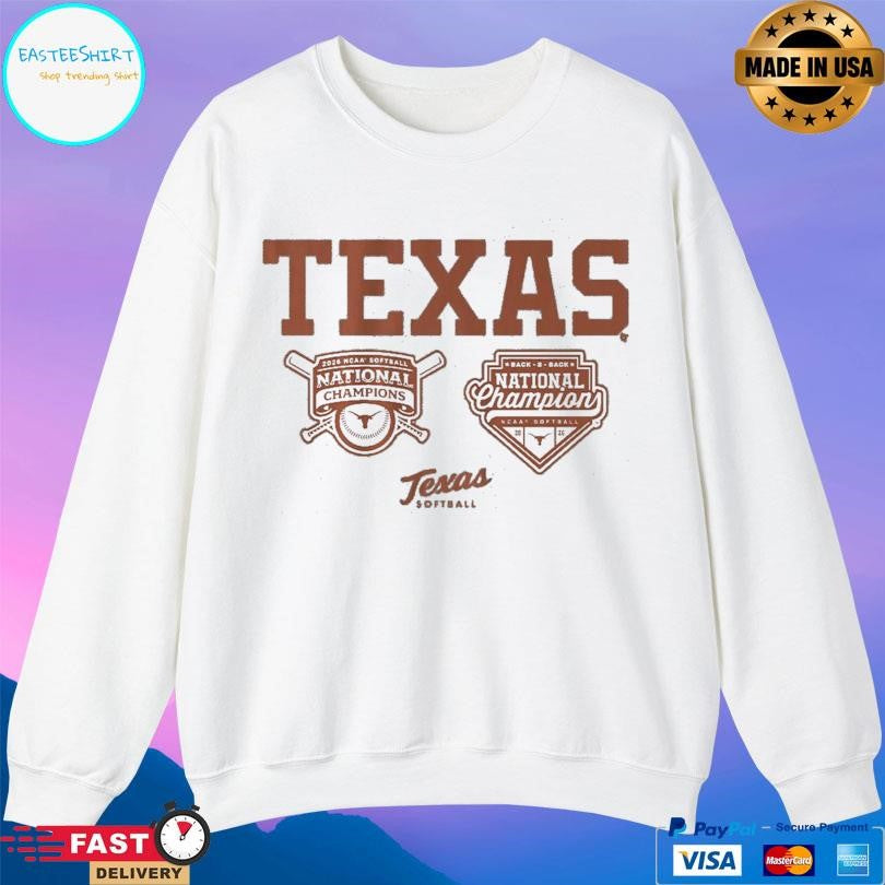 Texas Softball Backtoback Champions Logos Shirt