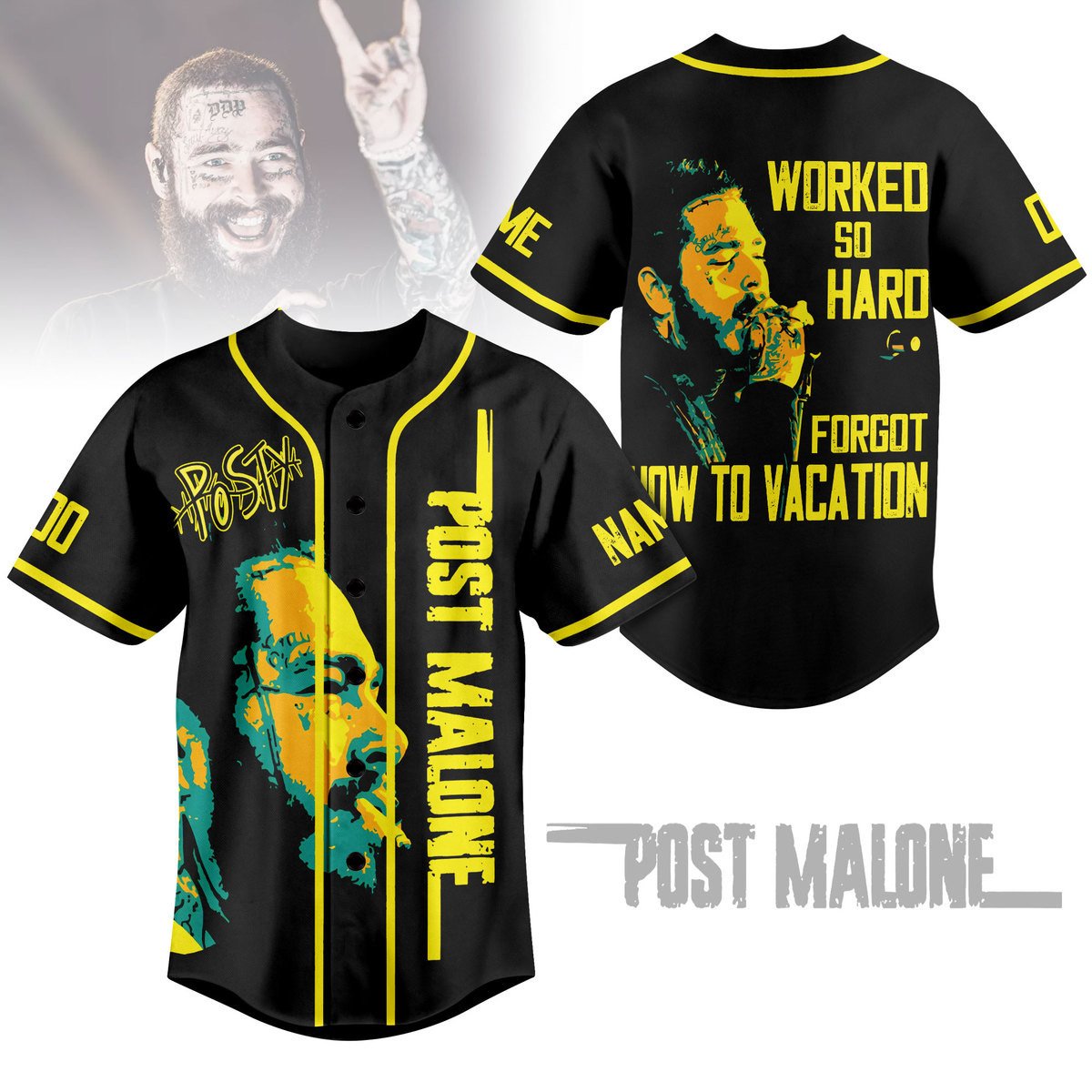 Unisex Design Post Malone Custom Baseball Jersey For Supportive Fans