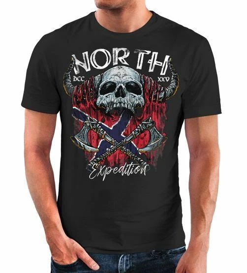 Men's T-Shirt North Viking Norway Skull Skull Print Print Fashion