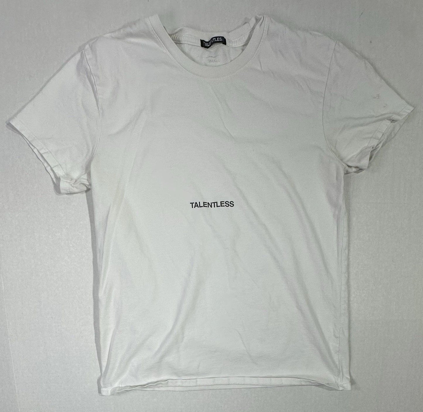 Talentless White Logo T-Shirt Men’s Small Minimalist Streetwear Graphic Tee