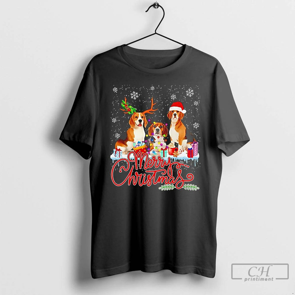 Classic Merry Christmas Beagle T Shirts