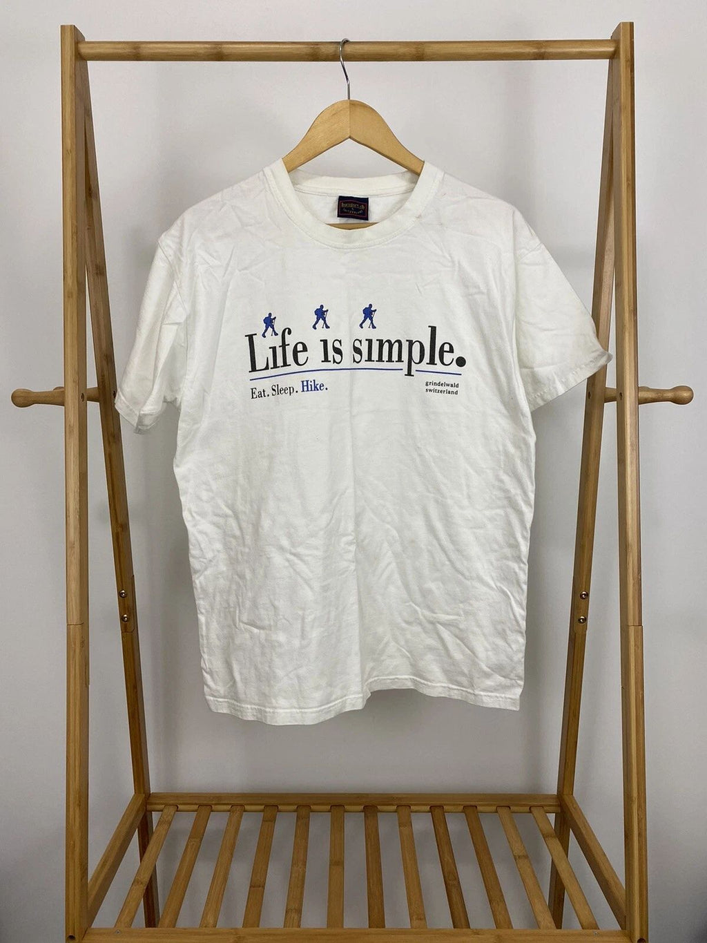 VTG Life is Simple Eat Sleep Hike Mountain Nature Forest Living T-Shirt Size L