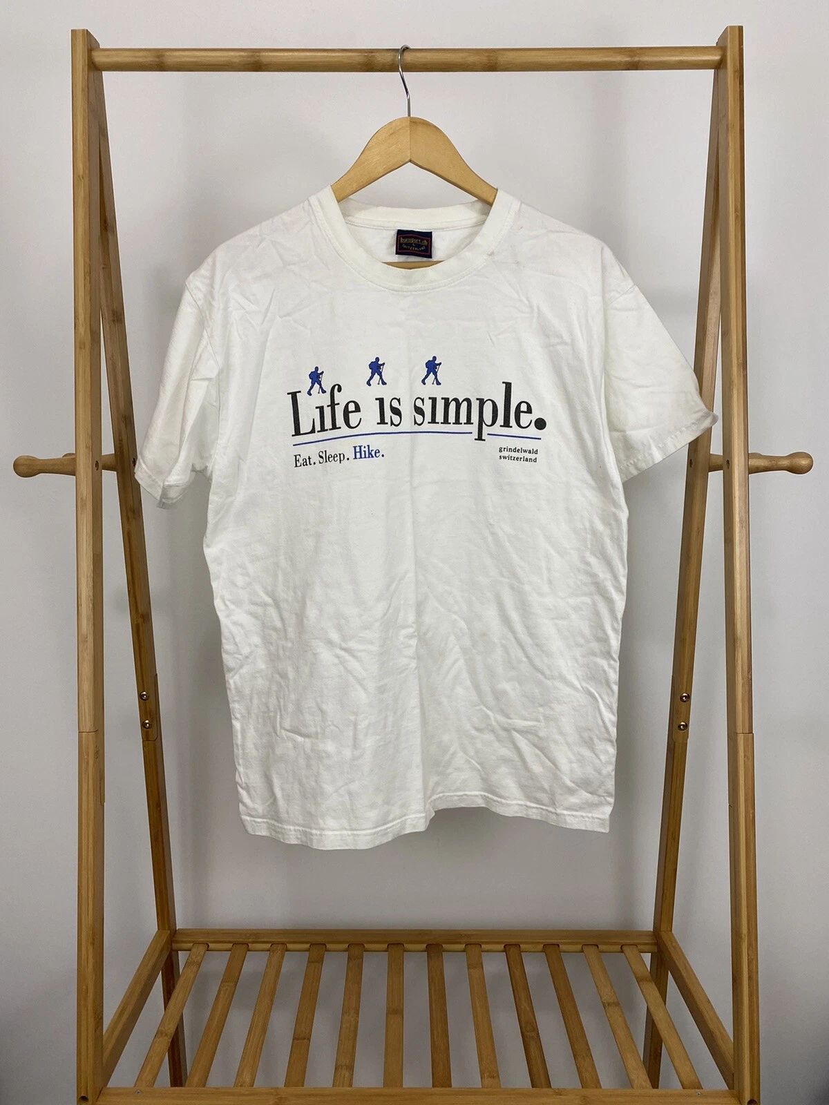 VTG Life is Simple Eat Sleep Hike Mountain Nature Forest Living T-Shirt Size L