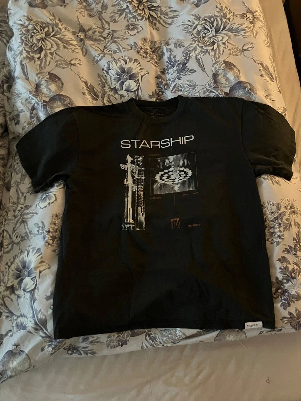 UNISEX SPACEX STARSHIP VINTAGE T-SHIRT × 1 Black / L