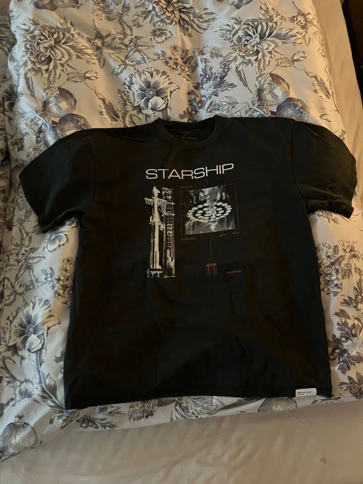 UNISEX SPACEX STARSHIP VINTAGE T-SHIRT × 1 Black / L