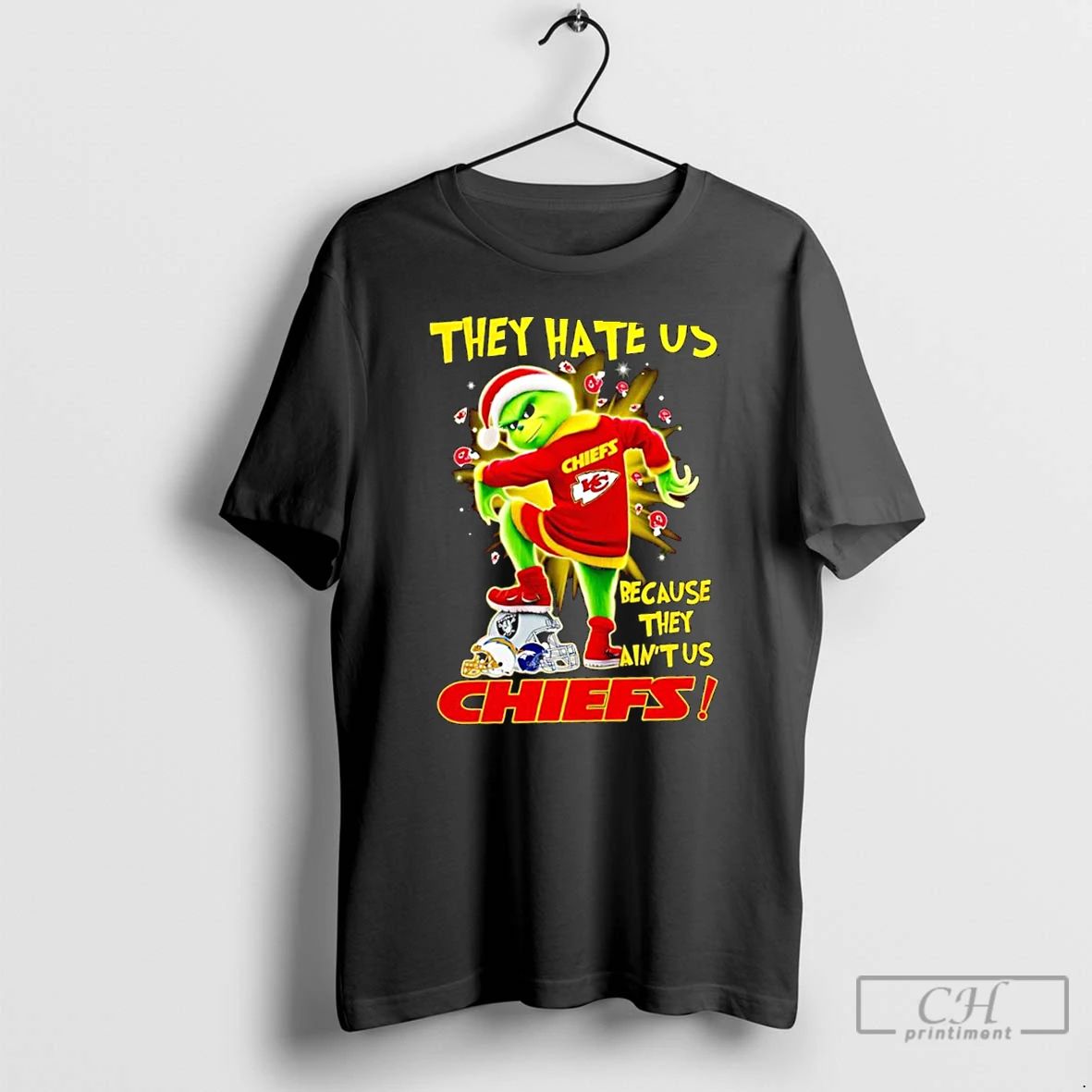 Classic Grinch Santa They Hate Us Because They Aint Us Kansas City Chiefs Raiders La