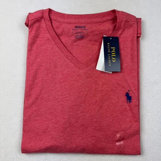 Polo Ralph Lauren Mens V Neck T-Shirt Pink Heather Casual Short Sleeve Top Large