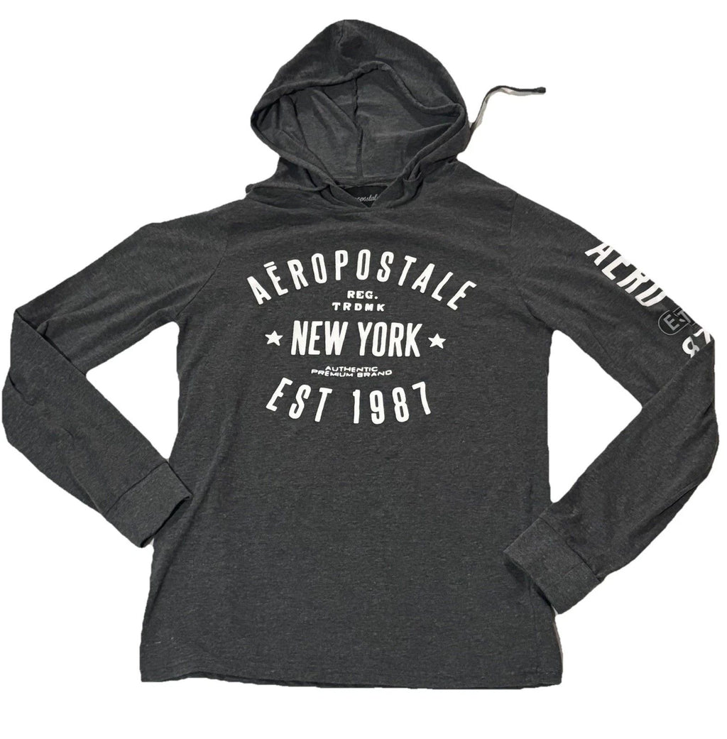 Aeropostale Y2K Graphic Hooded Long Sleeve Shirt SZ.S Unisex Trendy Stylish