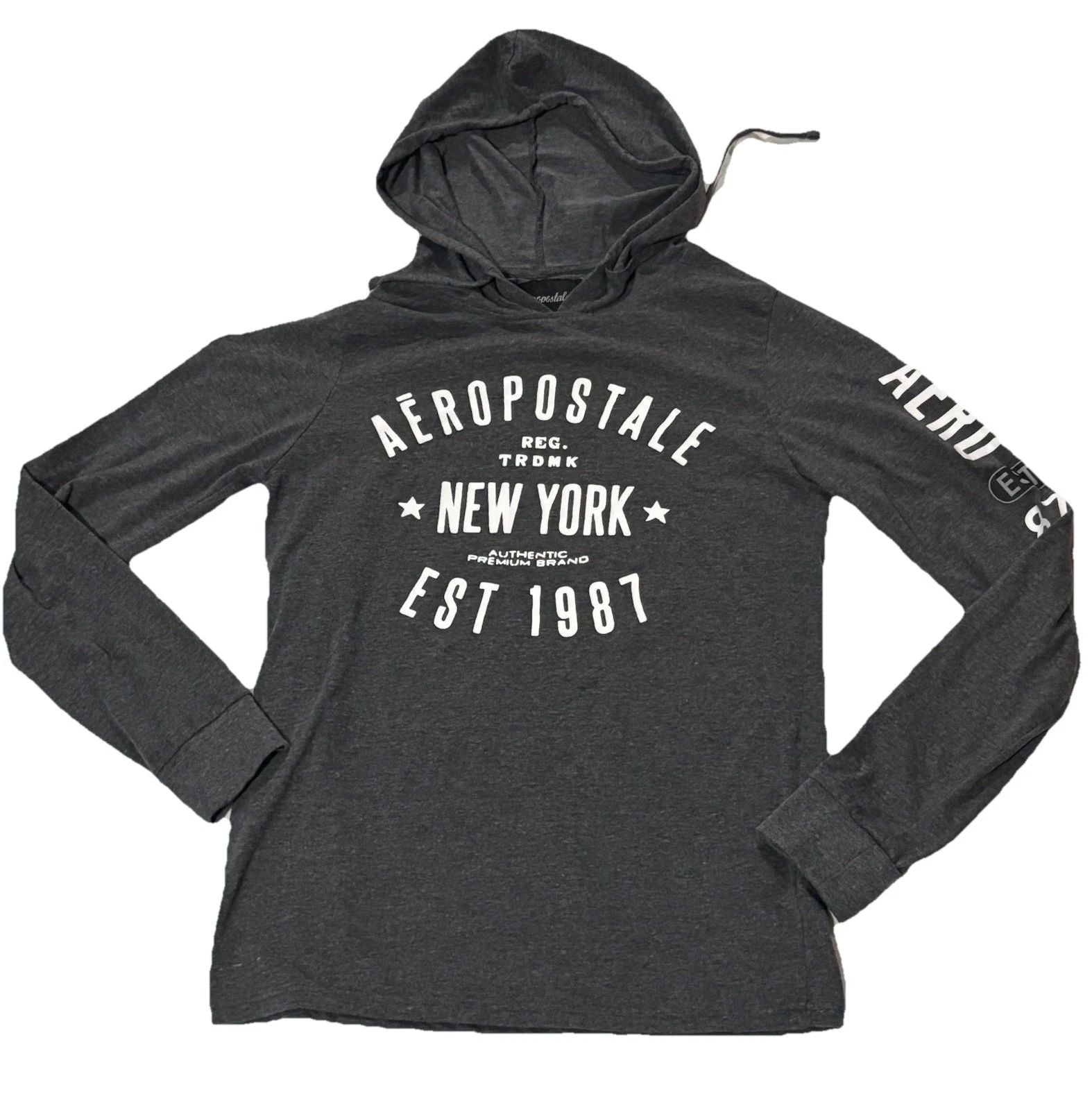 Aeropostale Y2K Graphic Hooded Long Sleeve Shirt SZ.S Unisex Trendy Stylish