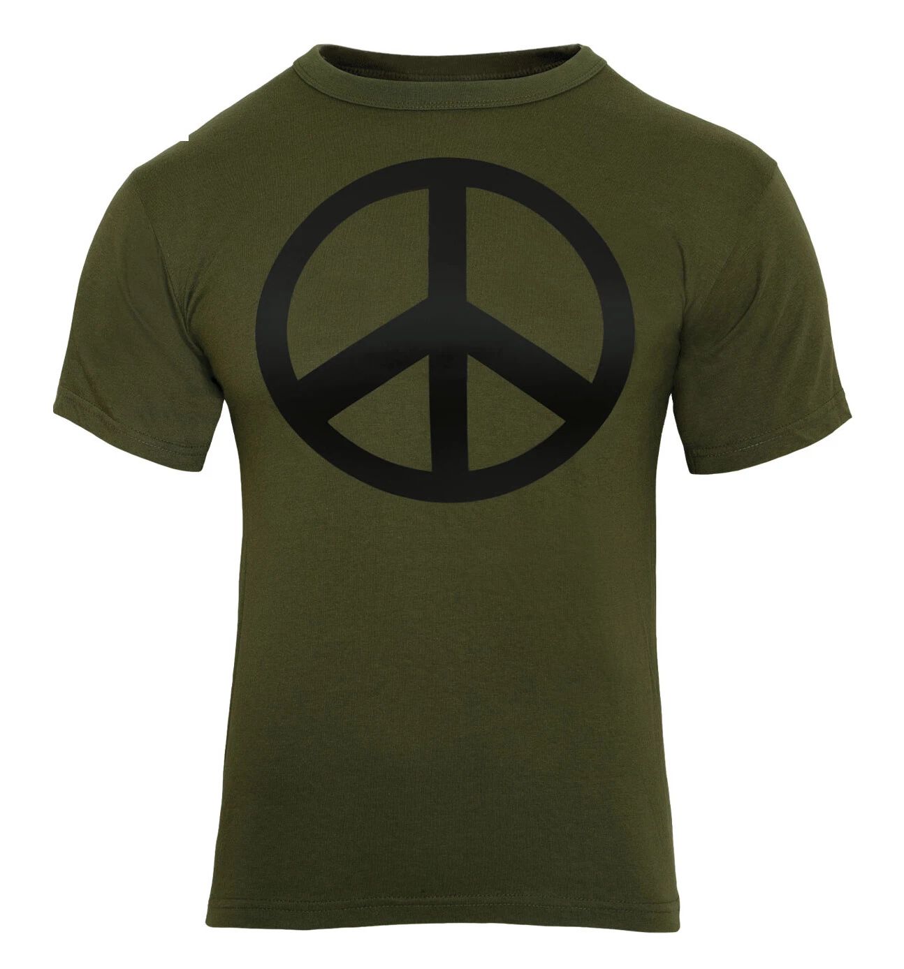 Olive Drab Peace T-Shirt Retro Symbol Sign Logo Fashion Tee