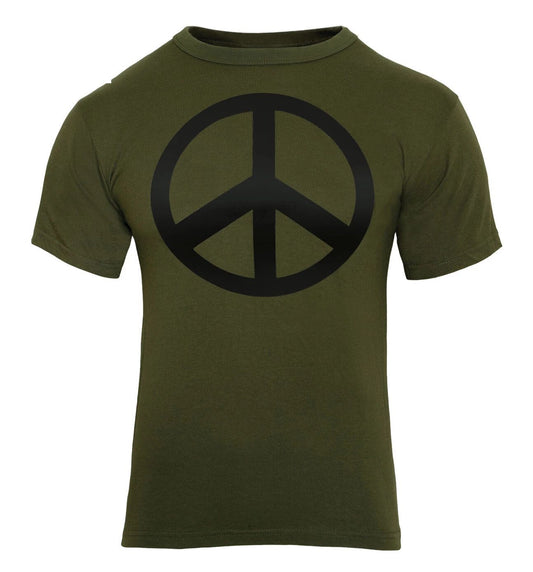 Olive Drab Peace T-Shirt Retro Symbol Sign Logo Fashion Tee