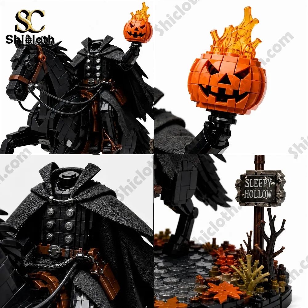 Sleepy Hollow Headless Horseman Pumpkin Knight Collector Building Brick Set