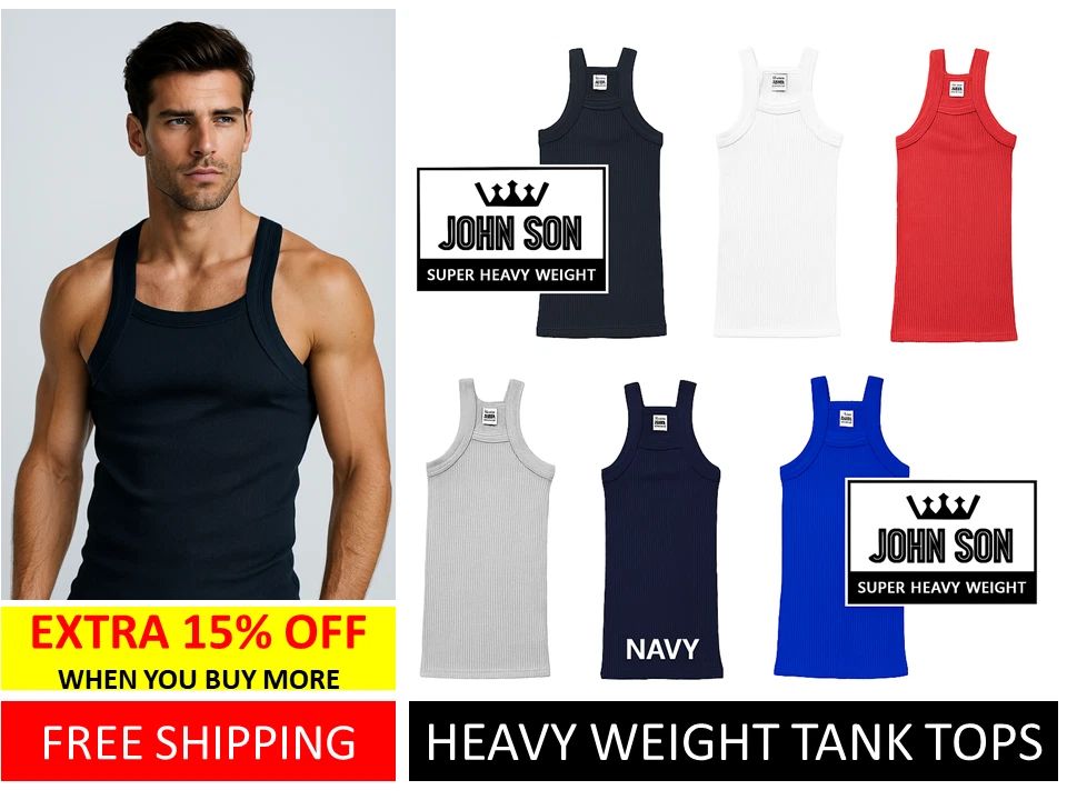 Men's G-unit Ribbed Tank Top Wife Beater 100% Cotton Heavy Weight [JOHN SON]