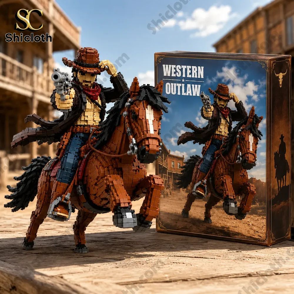Western Outlaw Rider Cowboy HorseBuilding Brick Set