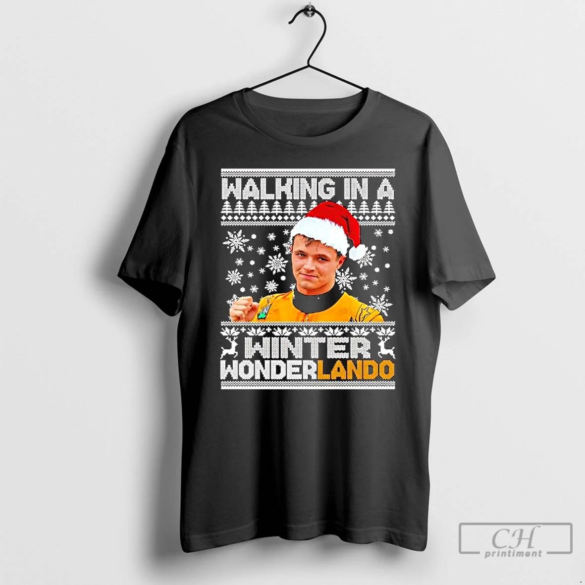 Premium Lando Norris Christmas Walking In A Winter Wonderlando Graphic T Shirts