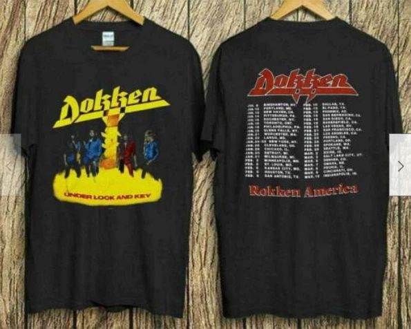 Dokken Tshirt 1985 Under Lock And Key T Shirt, Music 2 sided shirt