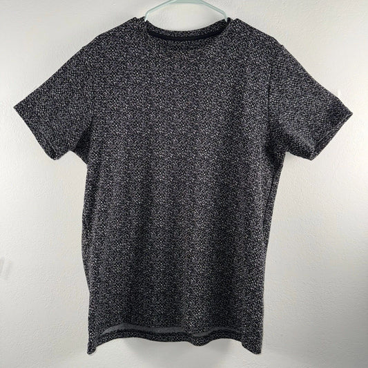 Mens Black White Abstract Speckled Print T Shirt L Short Sleeve Casual Daily