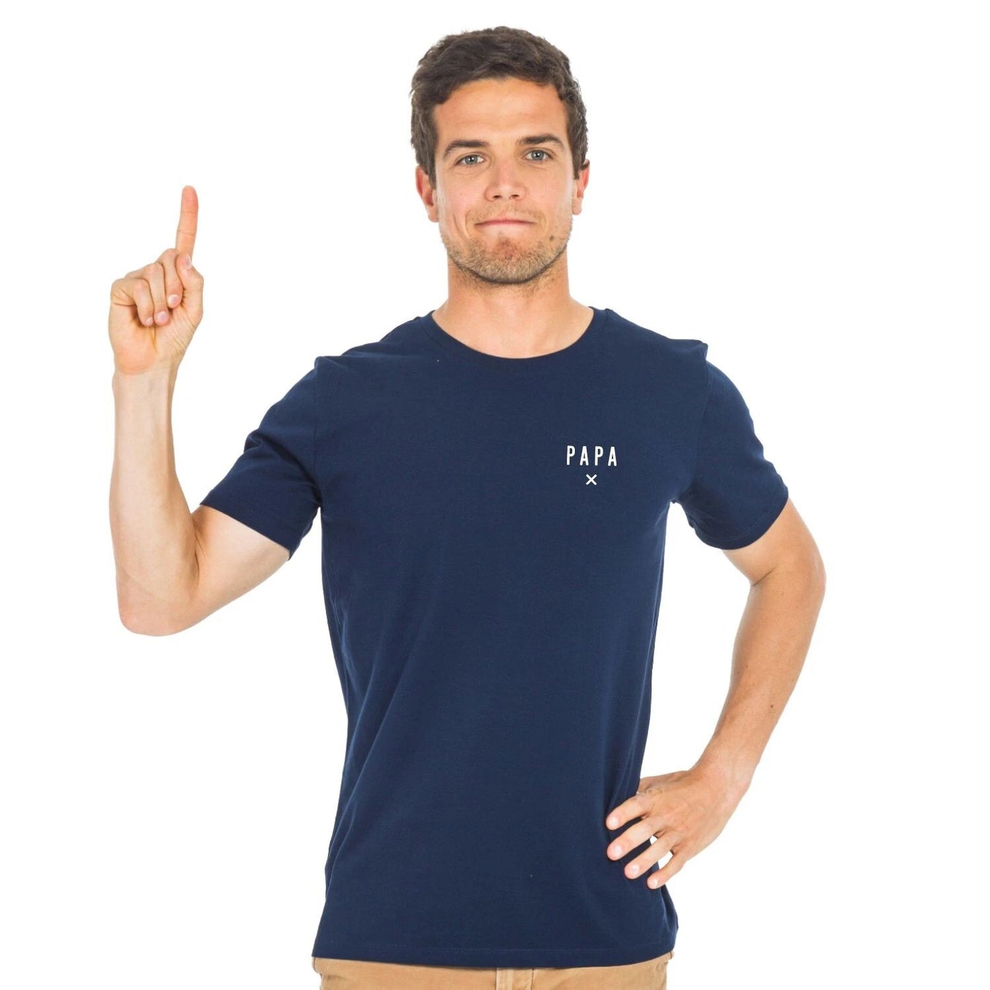T-Shirt Man short Sleeve Papa X Heart Waf Color Navy Blue