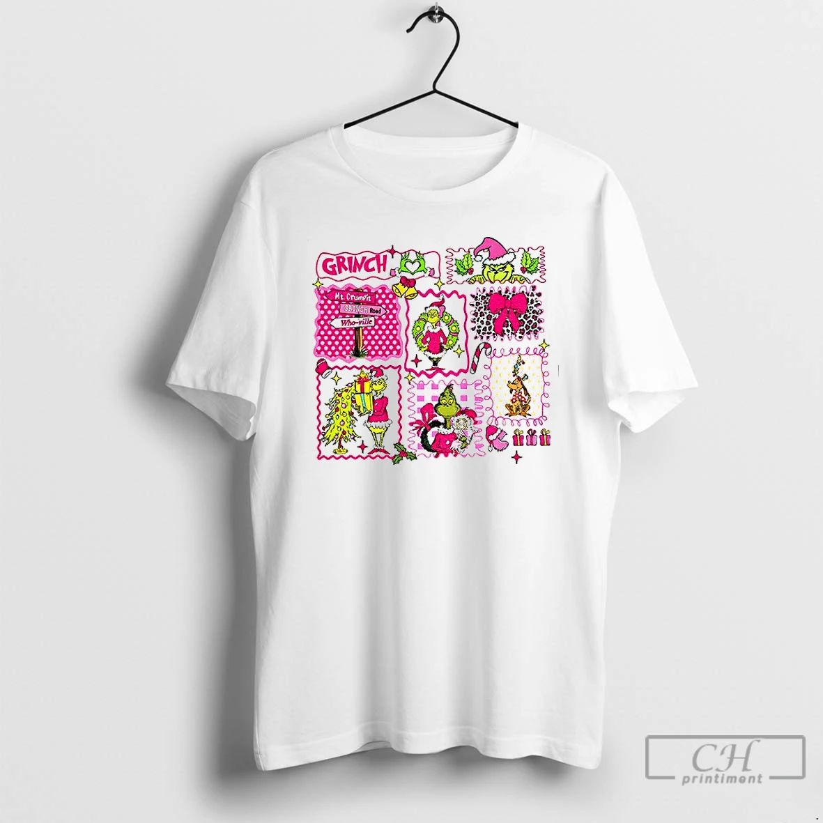 Premium Pink Grichmas Christmas Leopard Green Xmas Grinch And Friends T Shirts
