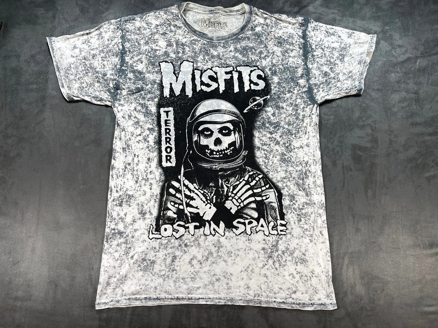 Tie Dye White Black MISFITS Rock Metal Band Punk Terror Lost in Space Med Shirt
